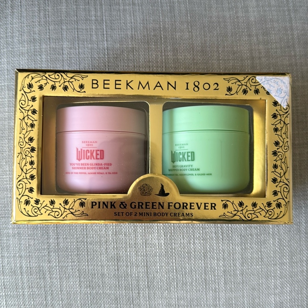 Wicked x Beekman 1802 Pink & Green Forever Set of 2 Mini Body‎ Cream NWT